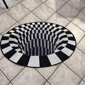3D visual optical Vortex Illusion floor mat rug, oval, 47" X 31" Washable